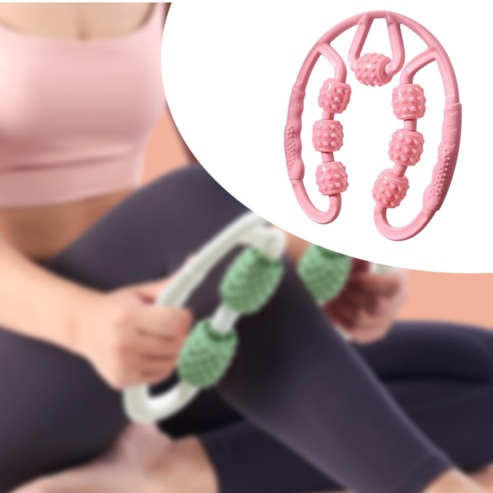 Muscle Roller for Legs 7 Wheels Full Body Massage Tool for Golfer Elbow Yoga Pink
