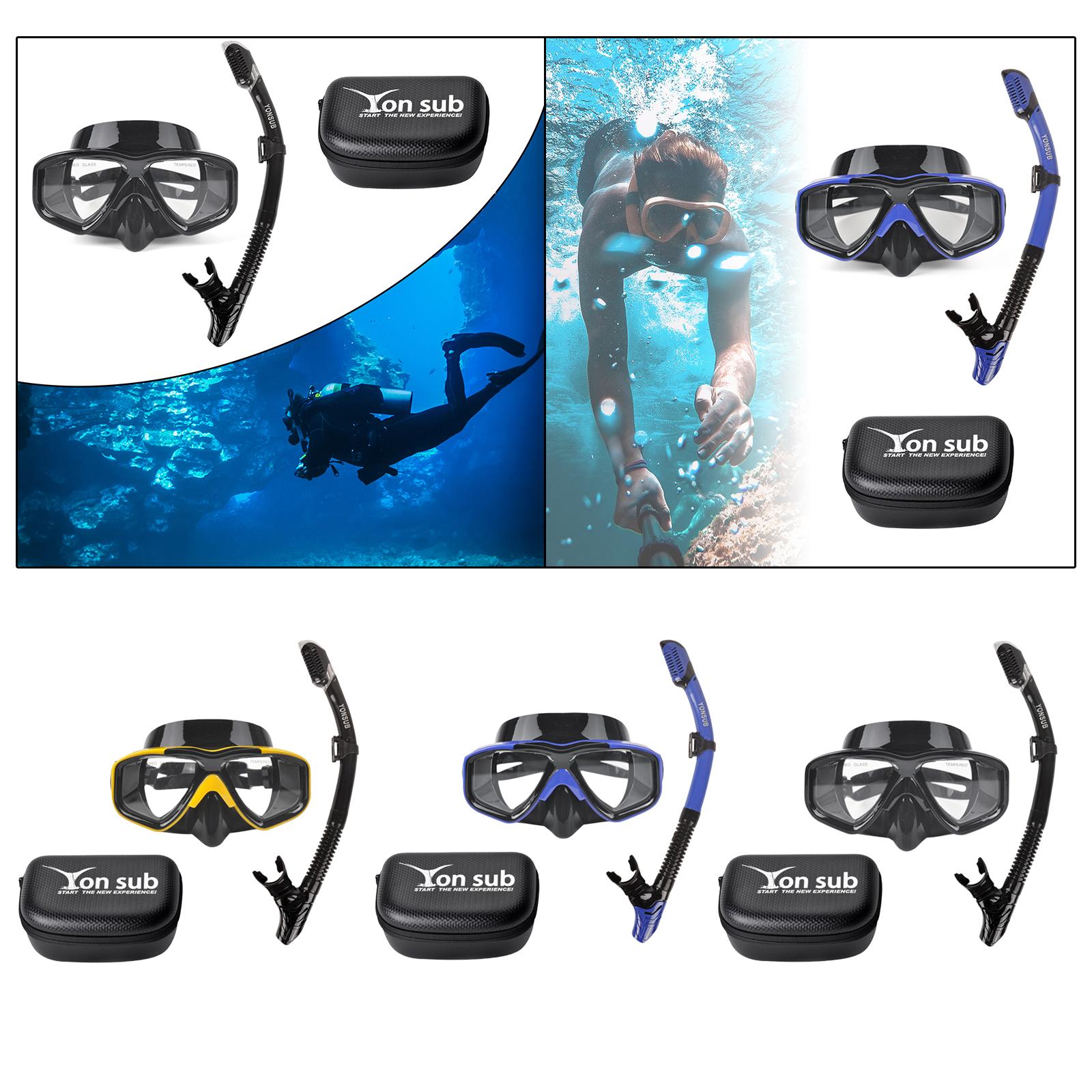 Snorkel Set Scuba Diving Mask Portable Adjustable Snorkeling Gear for Adults Blue