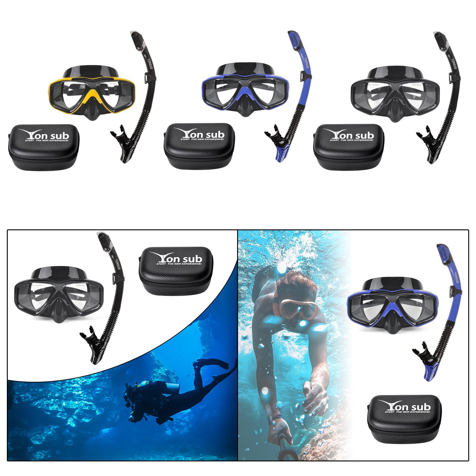 Snorkel Set Scuba Diving Mask Portable Adjustable Snorkeling Gear for Adults Blue