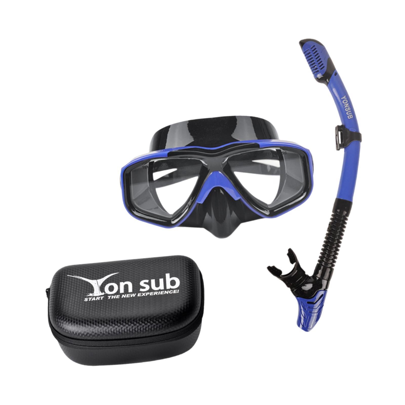 Snorkel Set Scuba Diving Mask Portable Adjustable Snorkeling Gear for Adults Blue