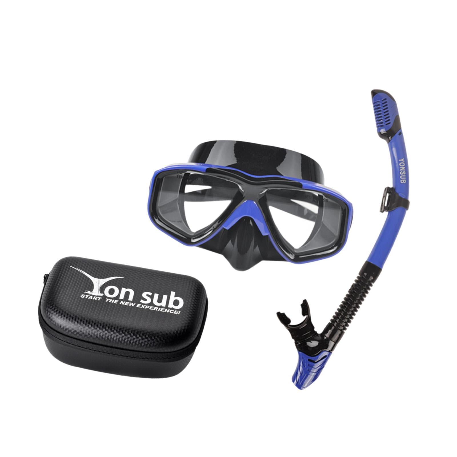 Snorkel Set Scuba Diving Mask Portable Adjustable Snorkeling Gear for Adults Blue