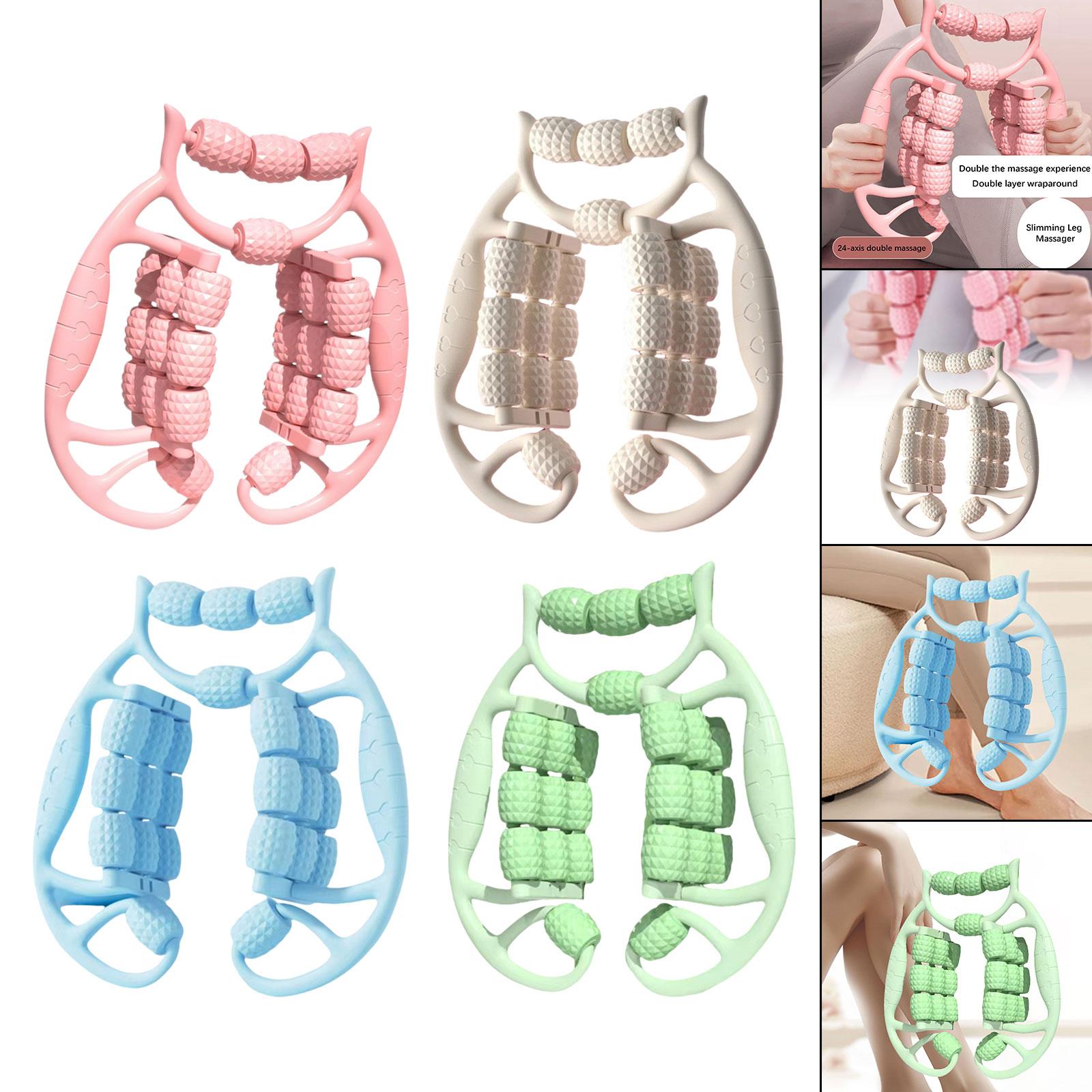Hand Held Muscle Roller for Legs 24 Wheeled Massage Tool Equipment for Waist Pink