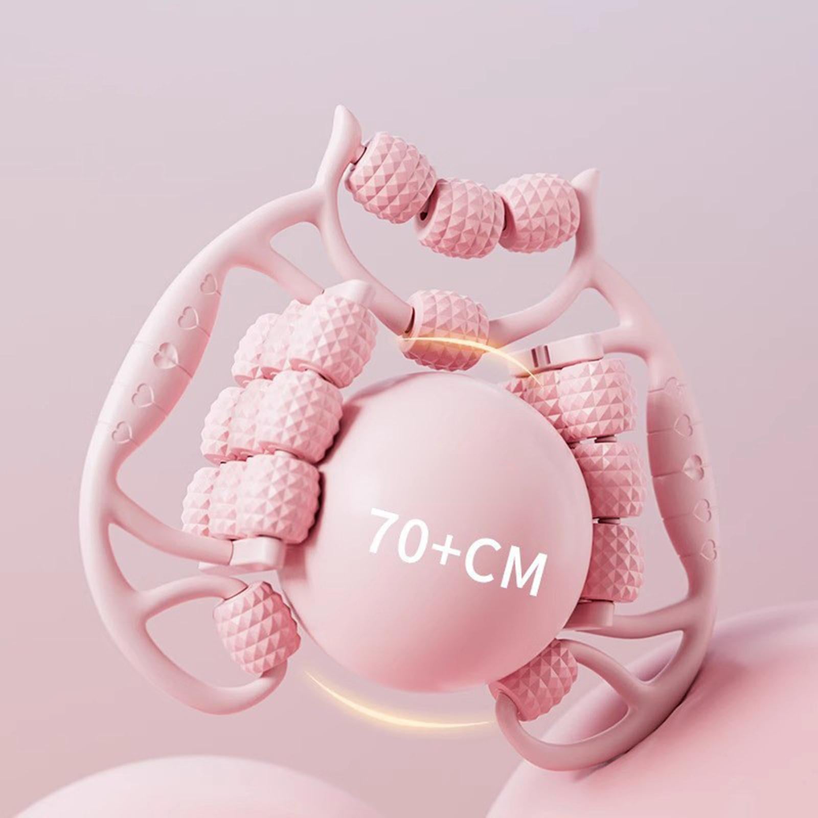Hand Held Muscle Roller for Legs 24 Wheeled Massage Tool Equipment for Waist Pink