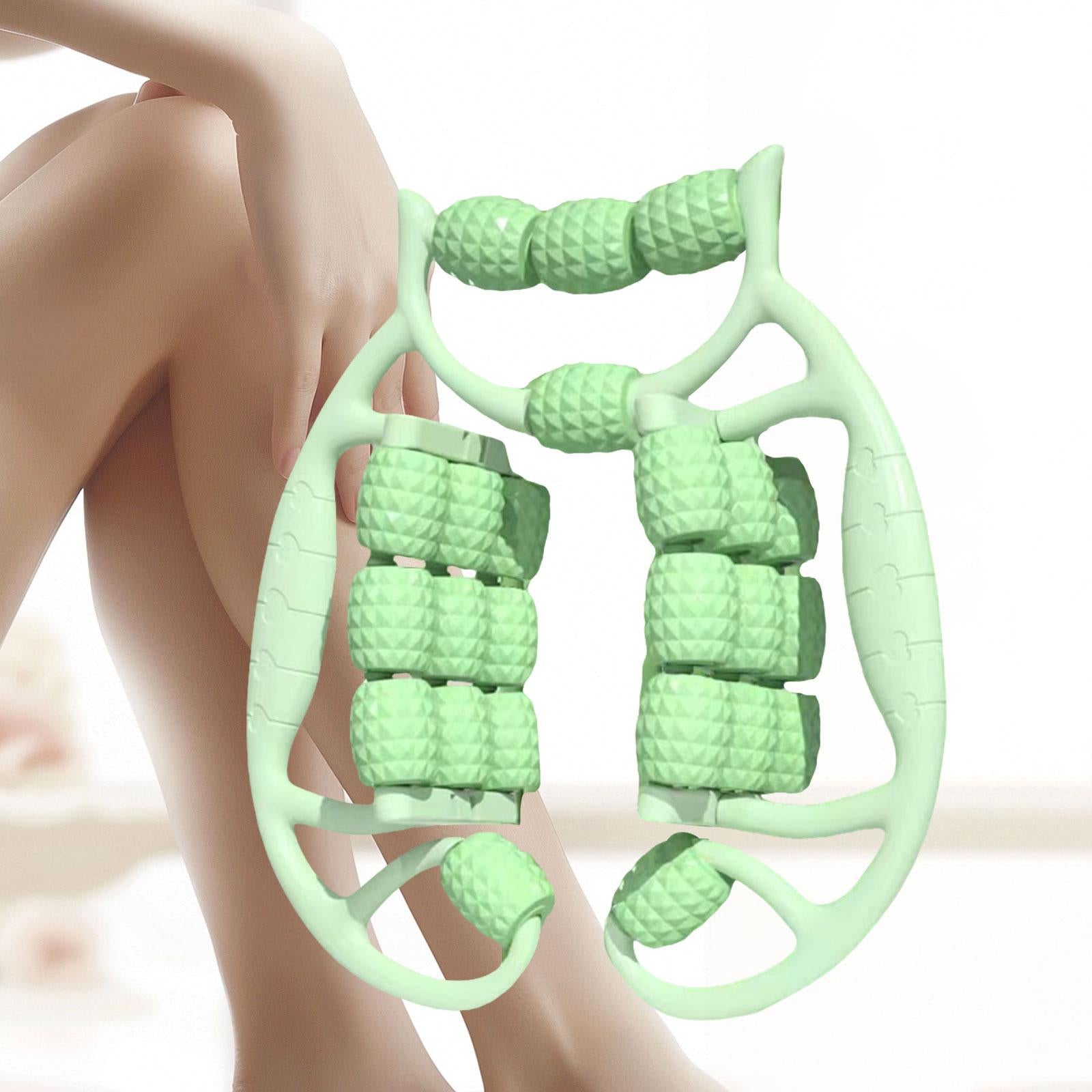 Hand Held Muscle Roller for Legs 24 Wheeled Massage Tool Equipment for Waist Green