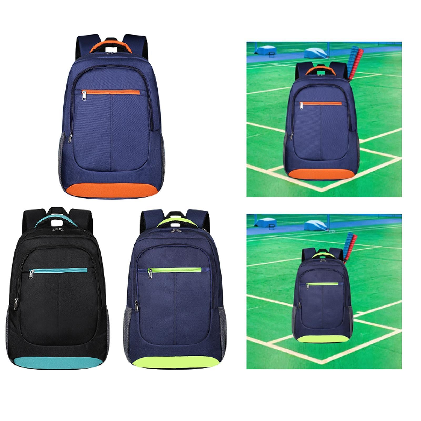 Tennis Bag Laptop Backpack Back Pack Duffel for Players Outdoor Training Dark Blue Orange