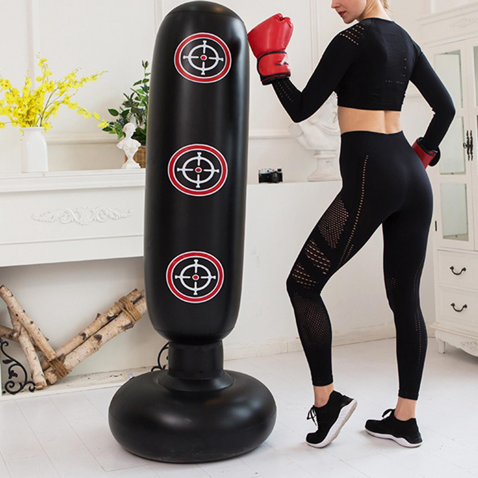 Inflatable Punch Bag Punchbag for Karate Practicing Indoor Outdoor Women Men Black