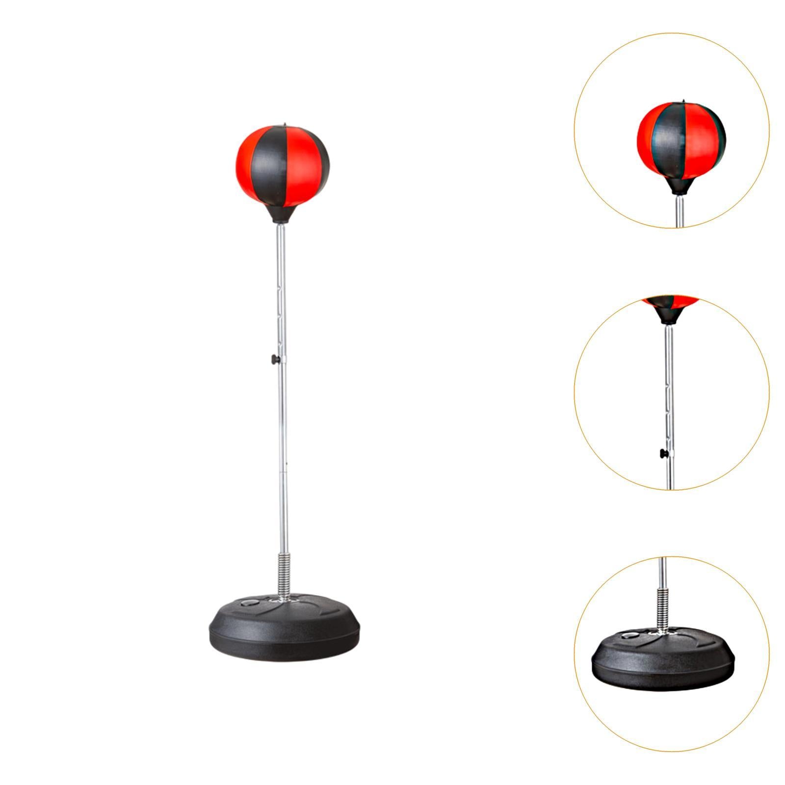 Punching Bag with Stand Stand up Sandbag Focus Reflex Ball Adjustable Height Black Red for Kids