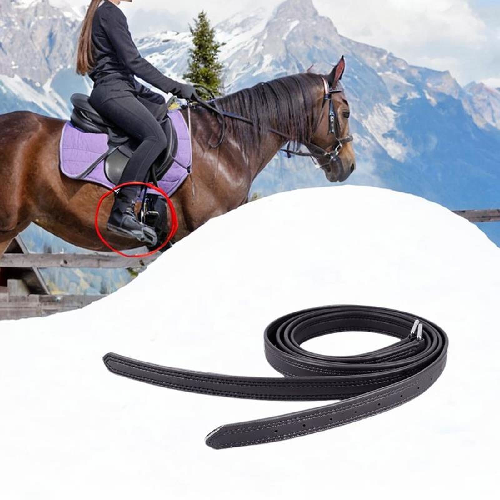 2x Straight Leather Non Stretch with Stainless Steel Buckles Equestrian Gear Black