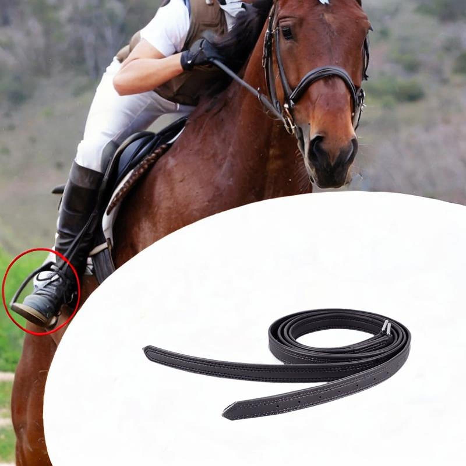2x Straight Leather Non Stretch with Stainless Steel Buckles Equestrian Gear Black