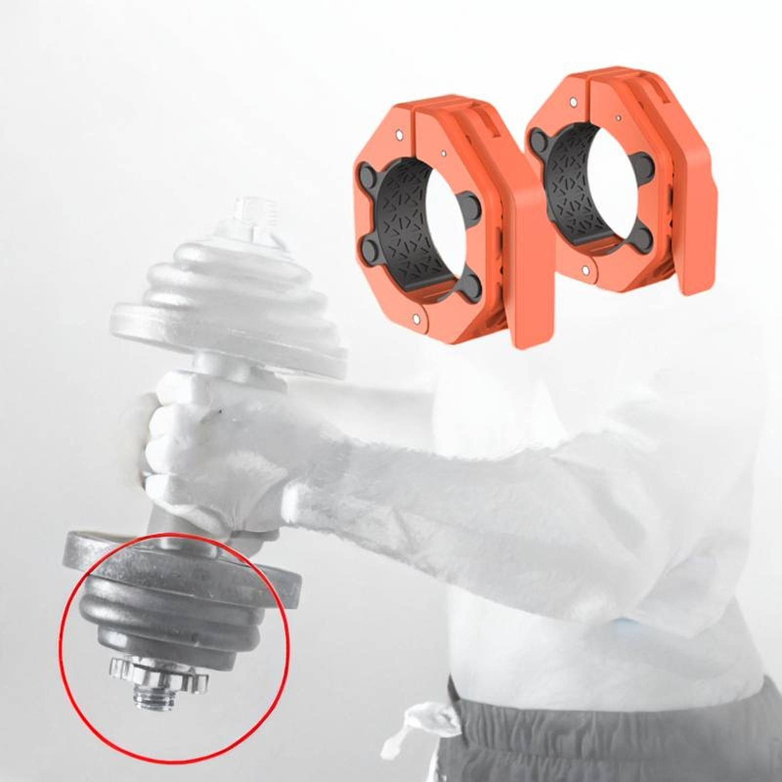 2 Pieces Barbell Collars Barbell Lock Collar Clips for Home Gym Dumbbell Bar Orange