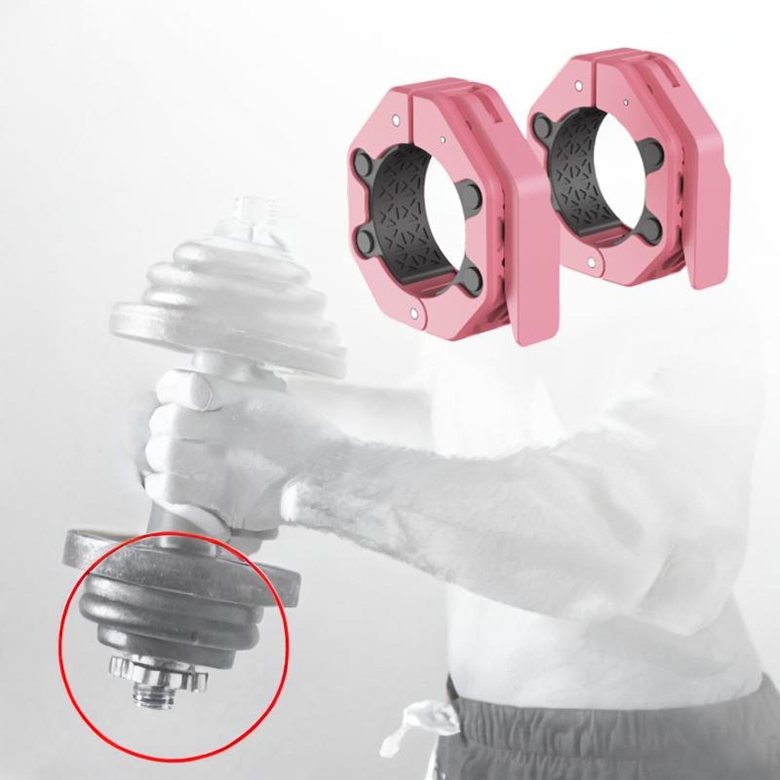 2 Pieces Barbell Collars Barbell Lock Collar Clips for Home Gym Dumbbell Bar Pink