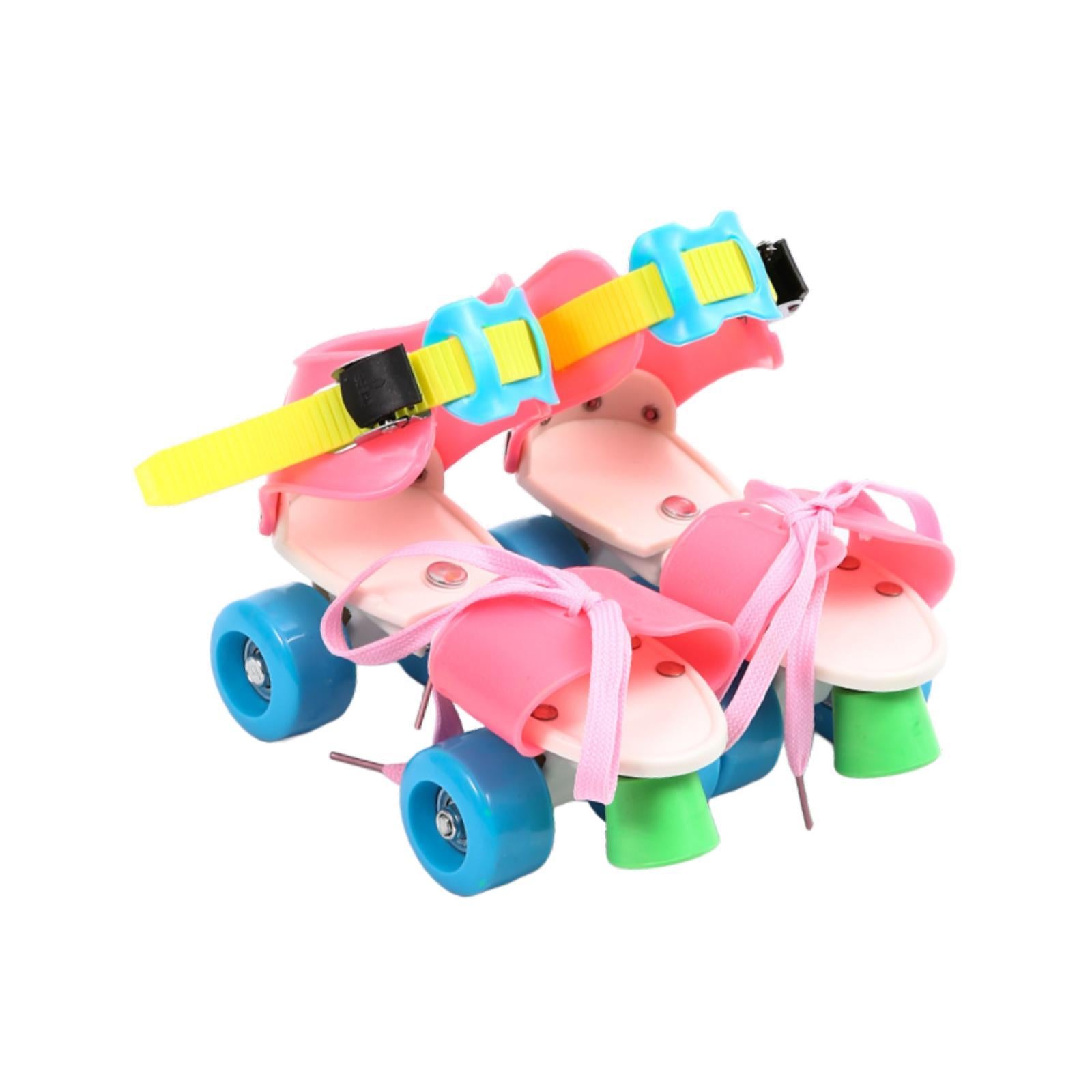 Adjustable Roller Skates for Kids Four Wheels for Children Ages 3-6 Beginner Colorful Pink