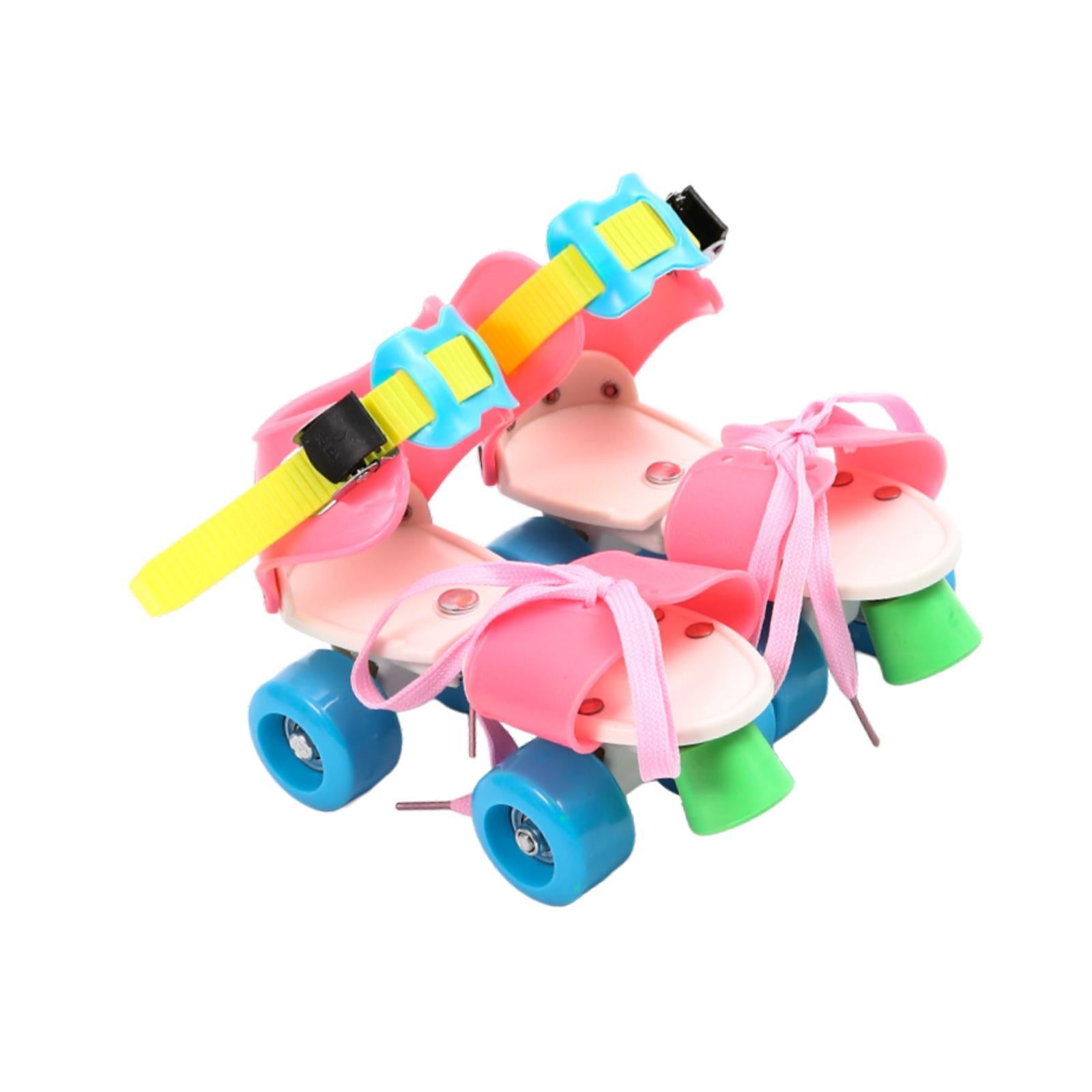 Adjustable Roller Skates for Kids Four Wheels for Children Ages 3-6 Beginner Colorful Pink
