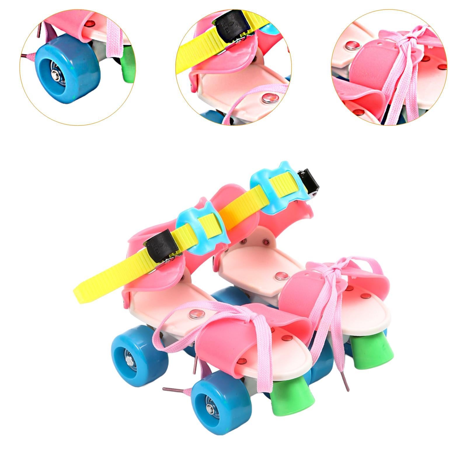 Adjustable Roller Skates for Kids Four Wheels for Children Ages 3-6 Beginner Colorful Pink