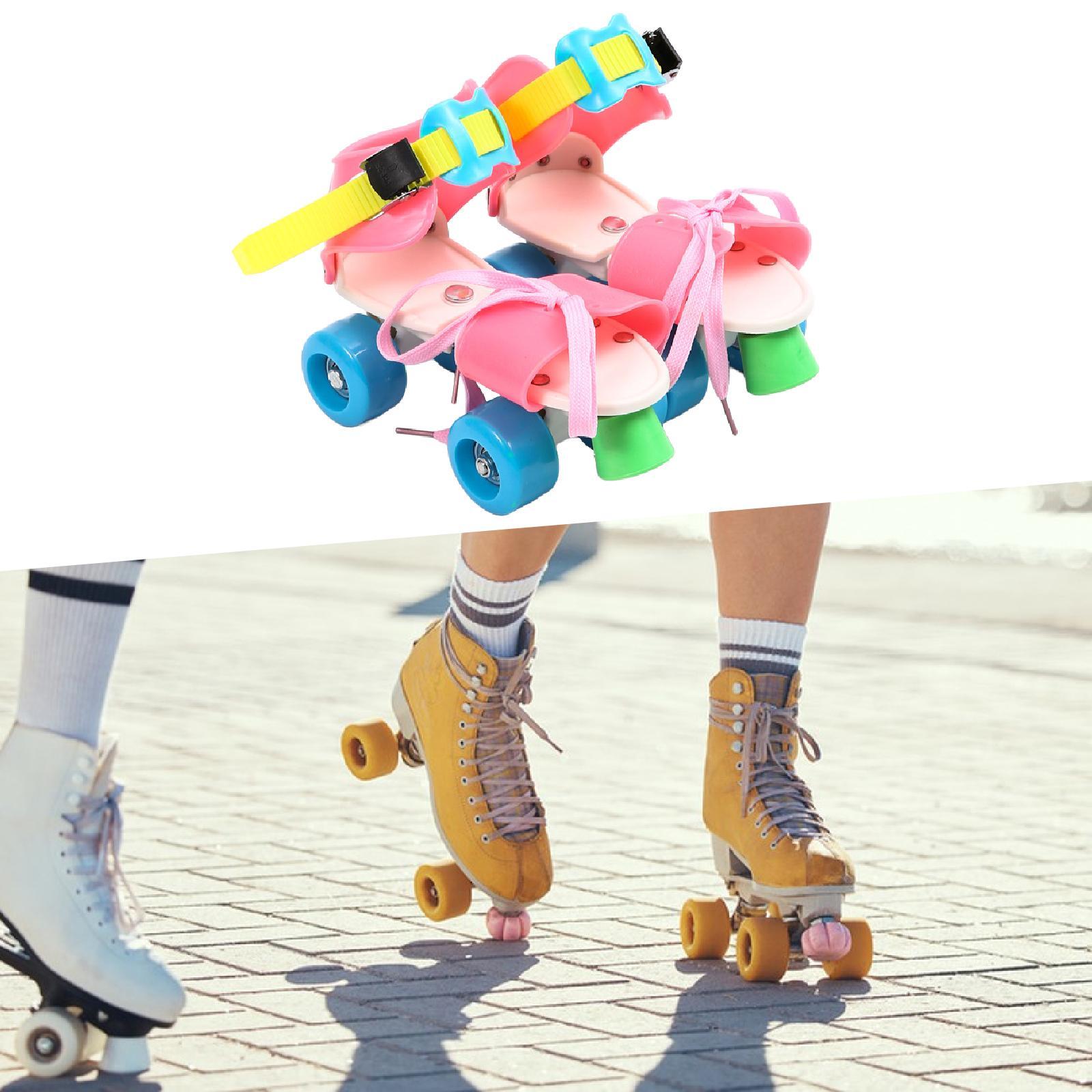 Adjustable Roller Skates for Kids Four Wheels for Children Ages 3-6 Beginner Colorful Pink