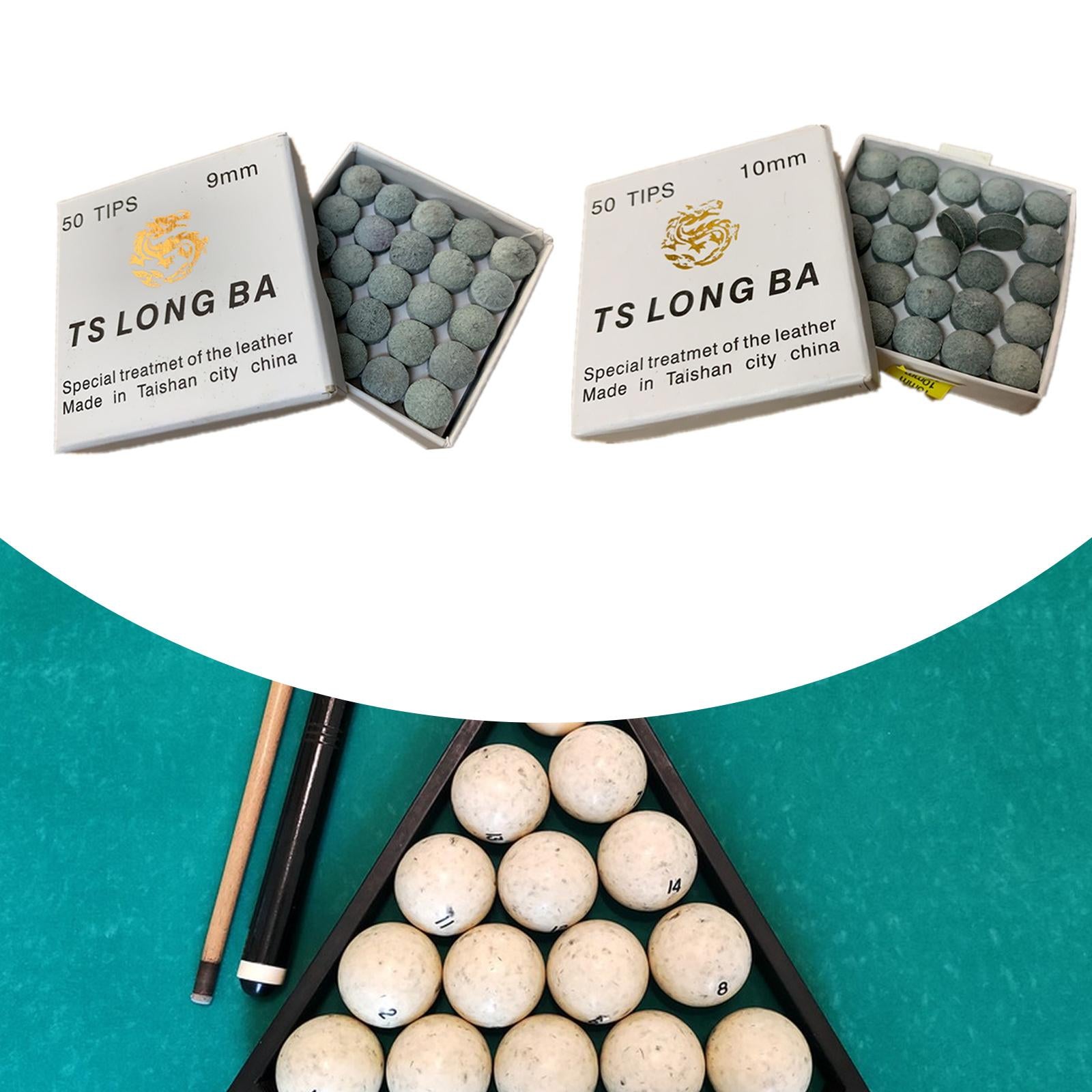 50x Billiard Tips Repair Tools Cue Stick Heads for Beginner Snooker Repairing 9mm
