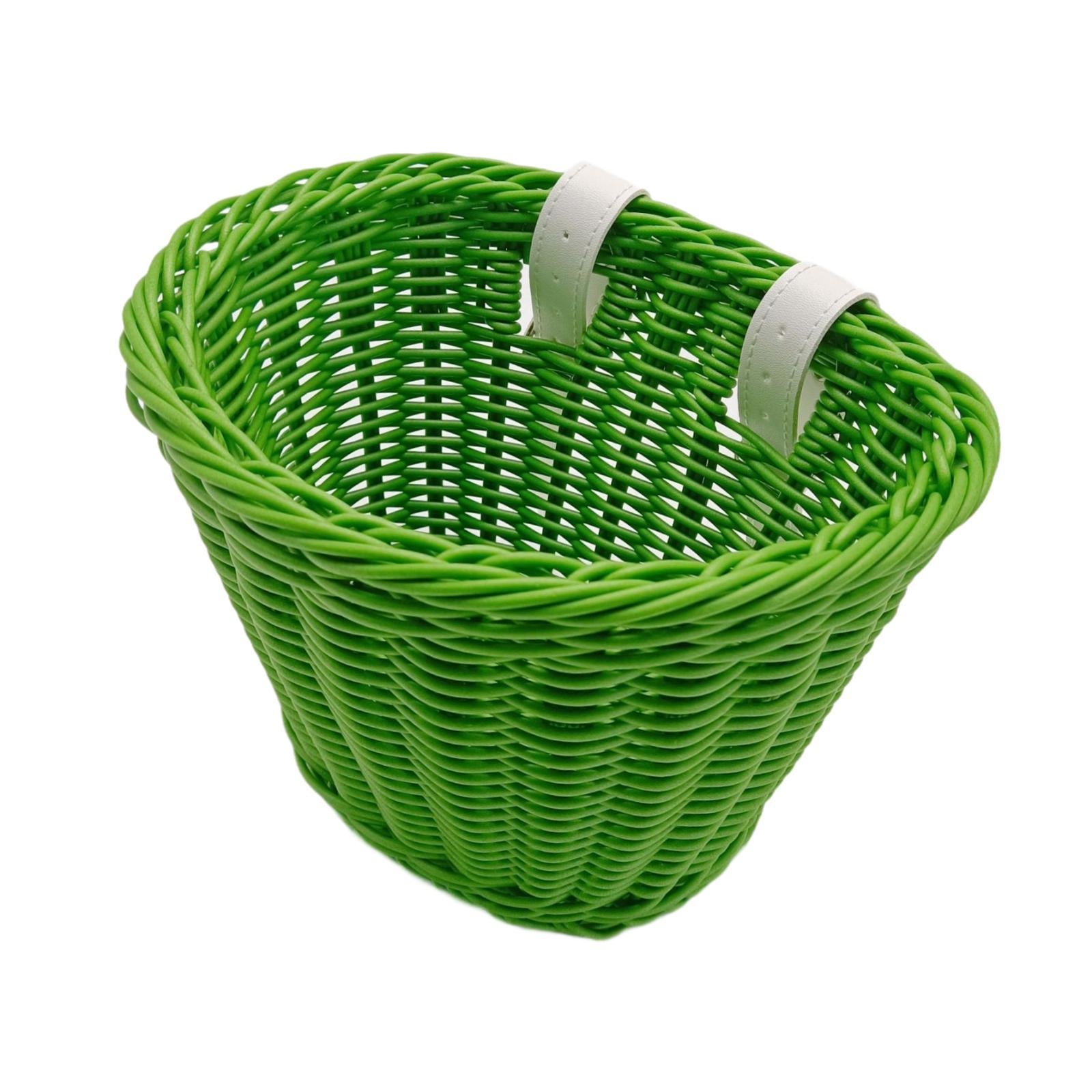 Kids Bike Basket Decor Bicycle Basket for Cycling Bring Dolls Outdoor Sports Green