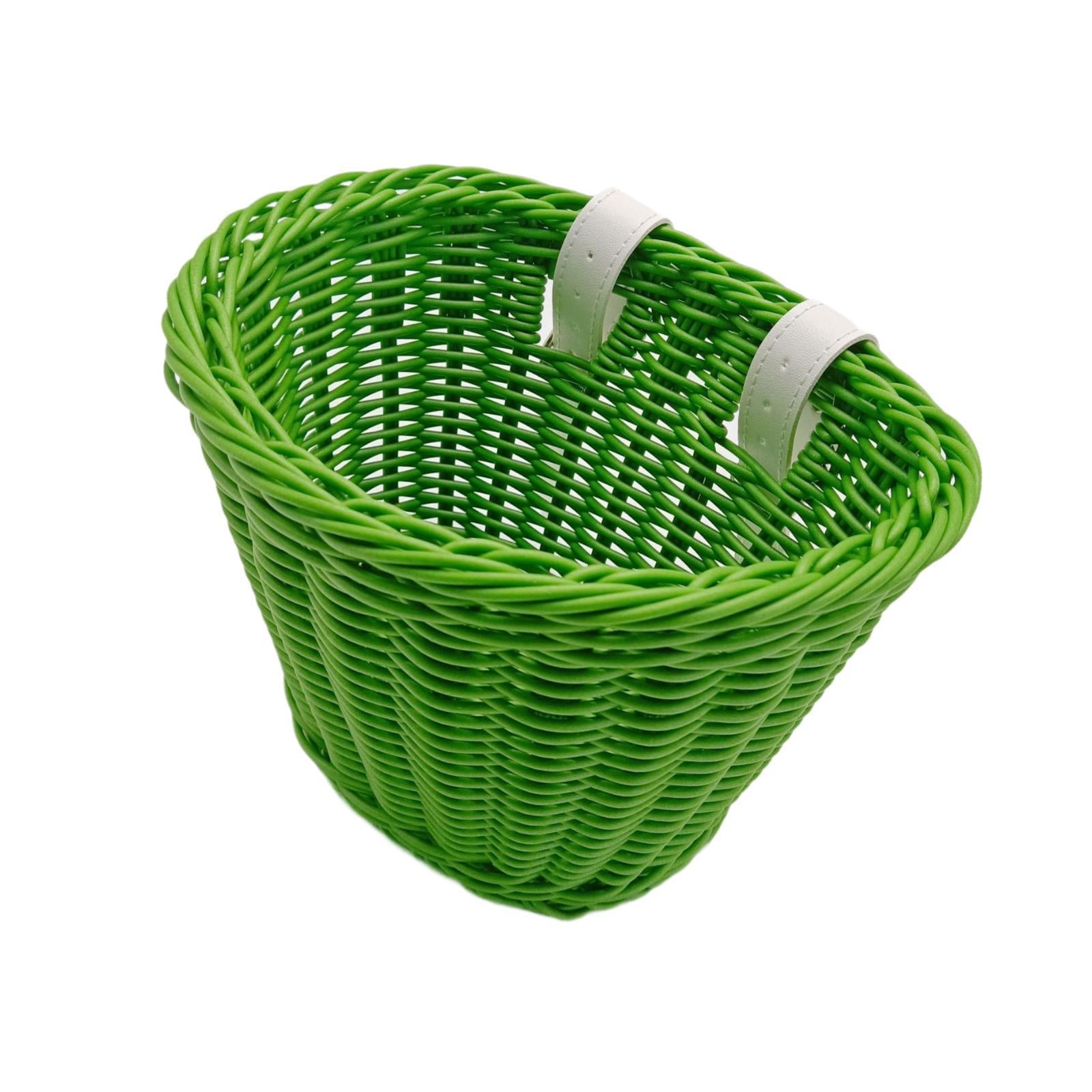 Kids Bike Basket Decor Bicycle Basket for Cycling Bring Dolls Outdoor Sports Green