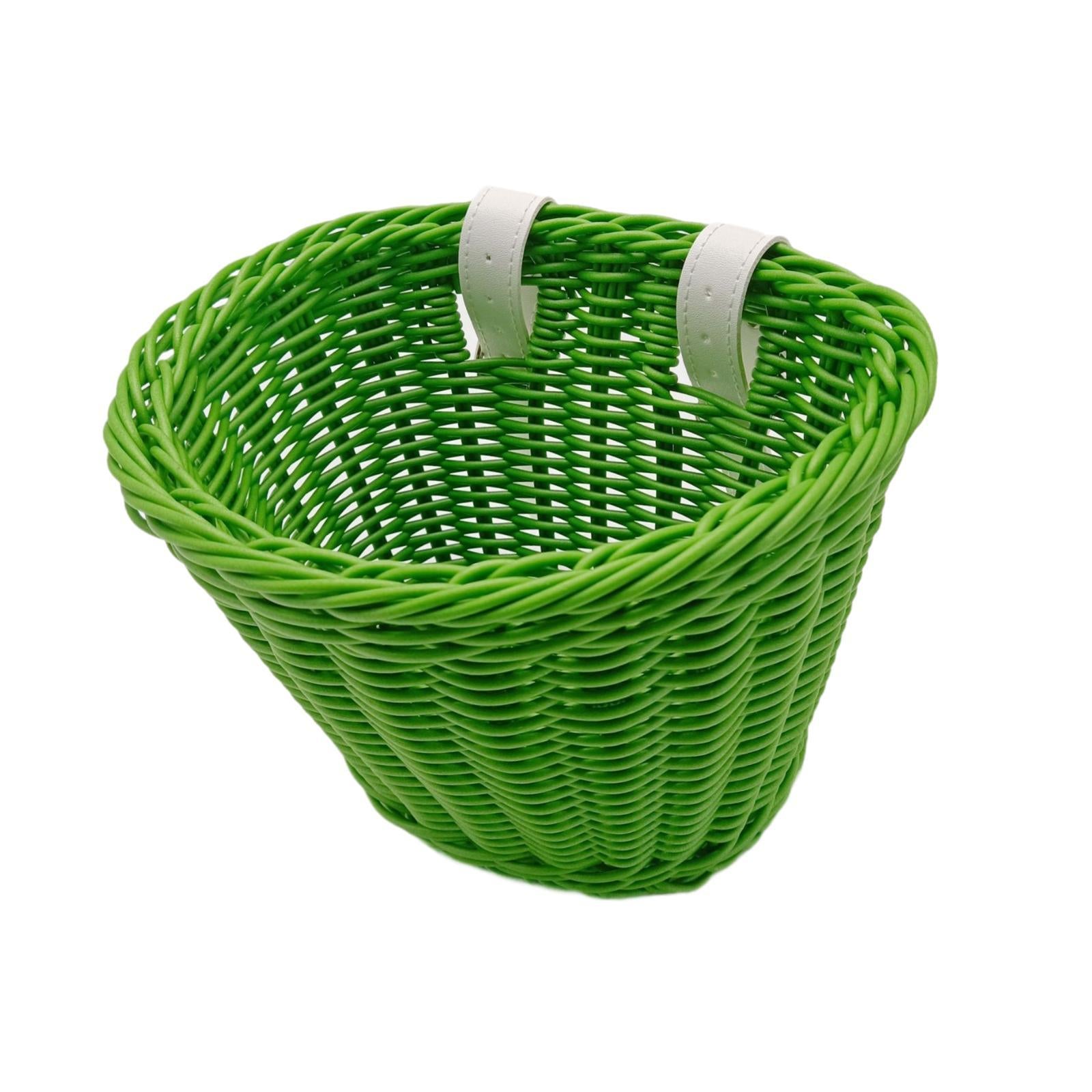 Kids Bike Basket Decor Bicycle Basket for Cycling Bring Dolls Outdoor Sports Green