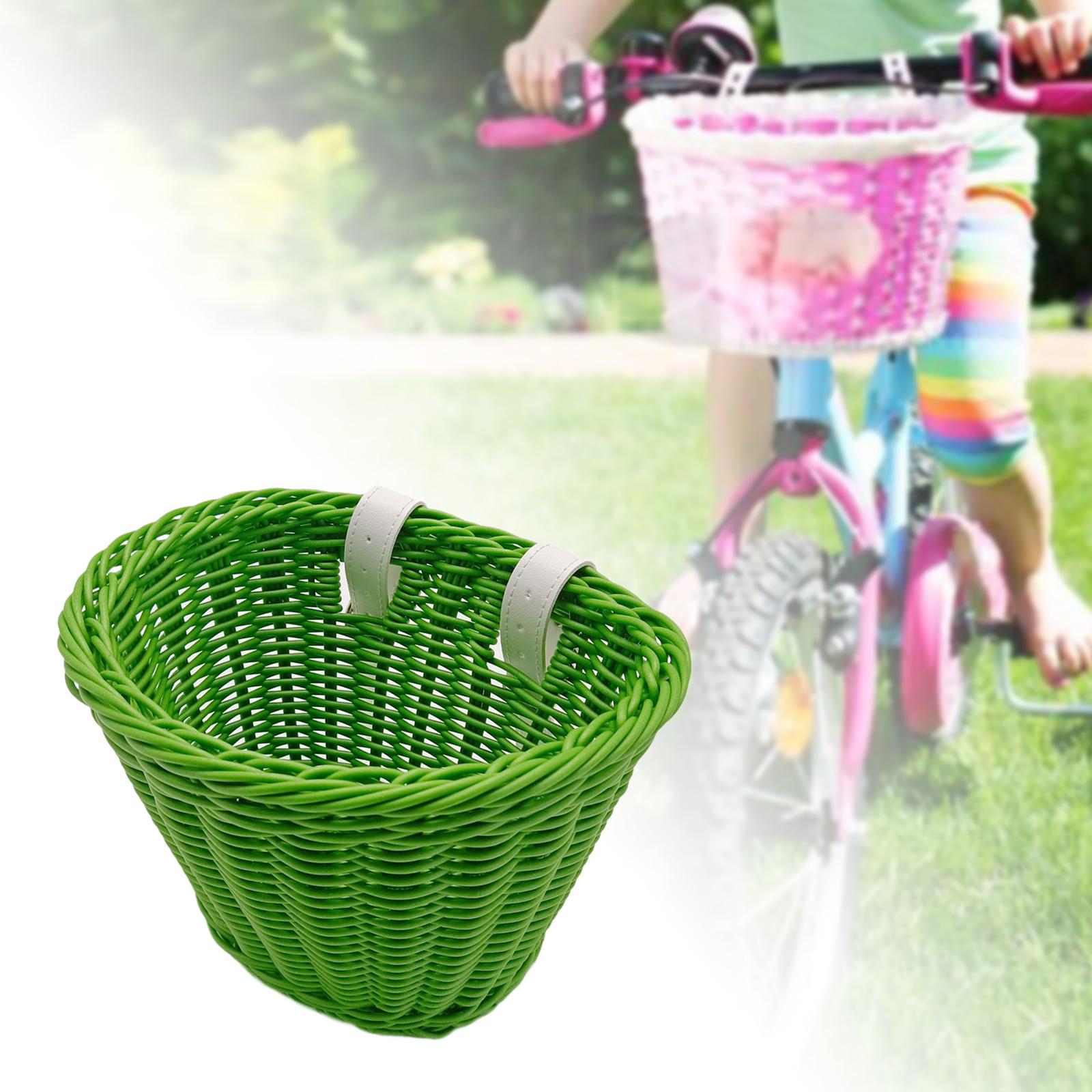 Kids Bike Basket Decor Bicycle Basket for Cycling Bring Dolls Outdoor Sports Green