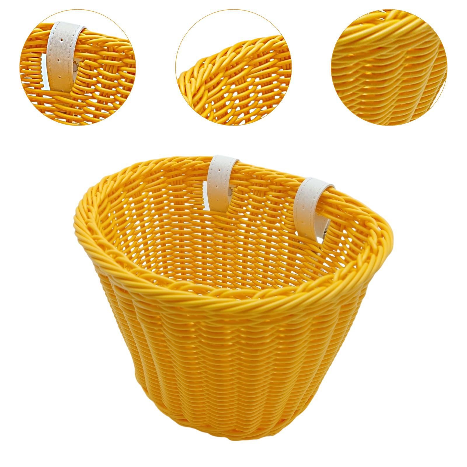 Kids Bike Basket Decor Bicycle Basket for Cycling Bring Dolls Outdoor Sports Yellow