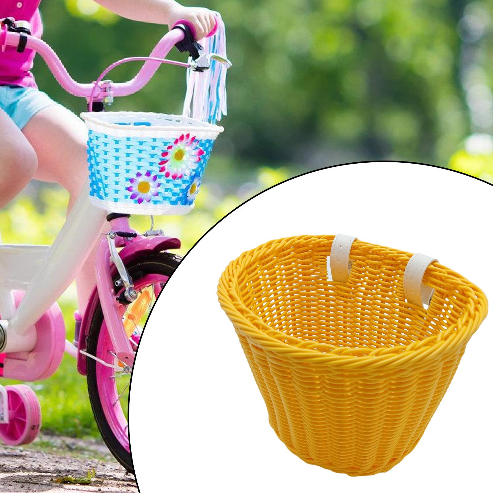Kids Bike Basket Decor Bicycle Basket for Cycling Bring Dolls Outdoor Sports Yellow