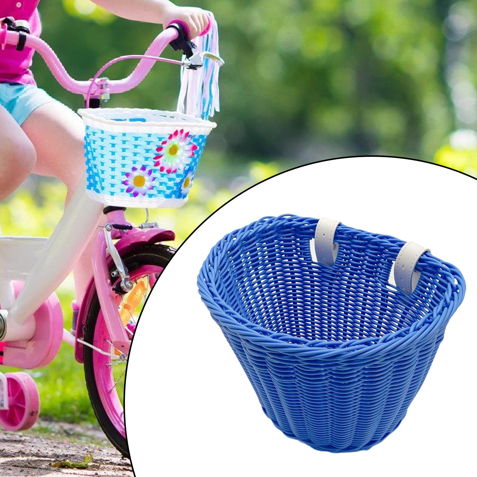Kids Bike Basket Decor Bicycle Basket for Cycling Bring Dolls Outdoor Sports Blue