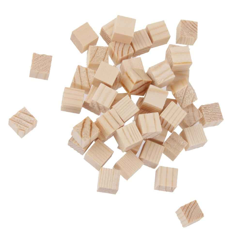 50Pcs Natural Wooden Squre Mini Cubes Embellishment for Craft 10x10x10mm