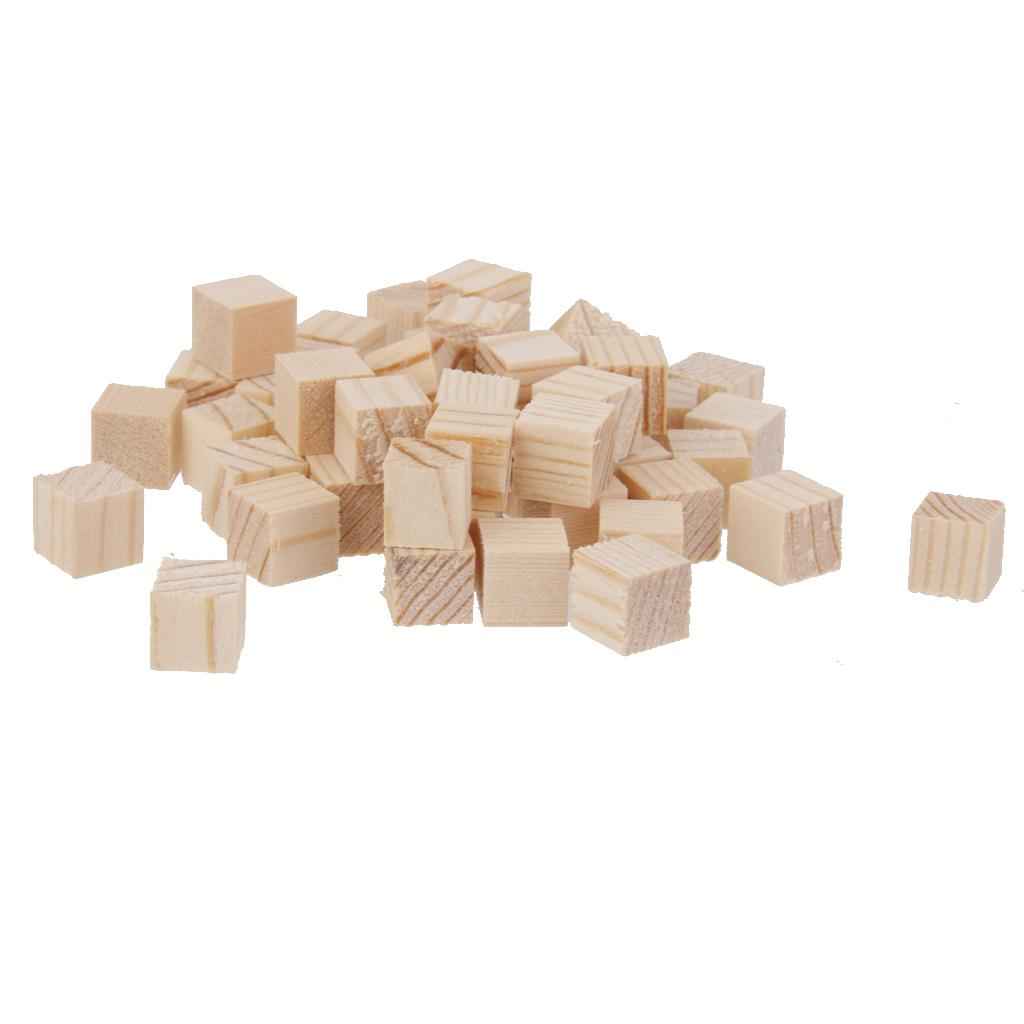 50Pcs Natural Wooden Squre Mini Cubes Embellishment for Craft 10x10x10mm