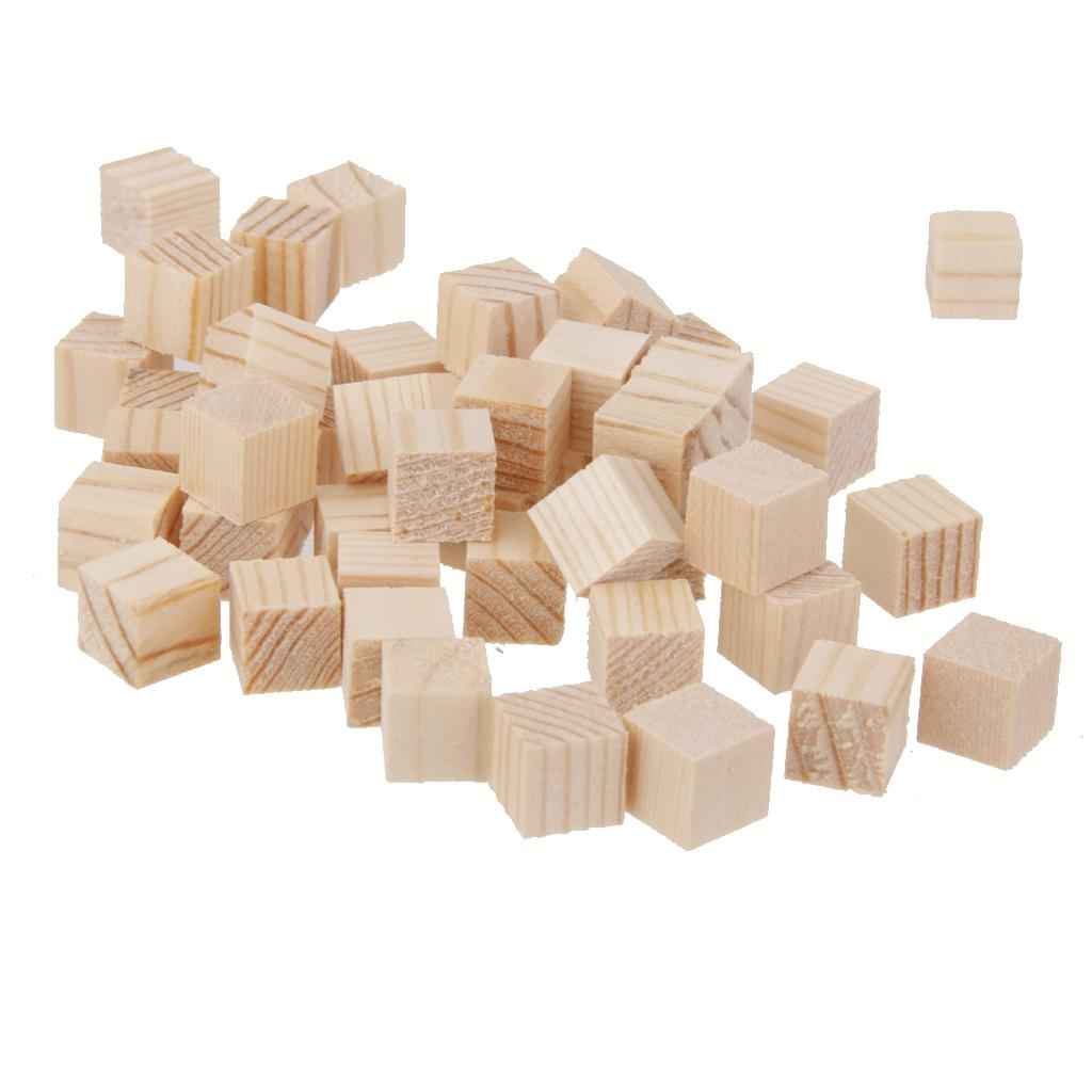 50Pcs Natural Wooden Squre Mini Cubes Embellishment for Craft 10x10x10mm