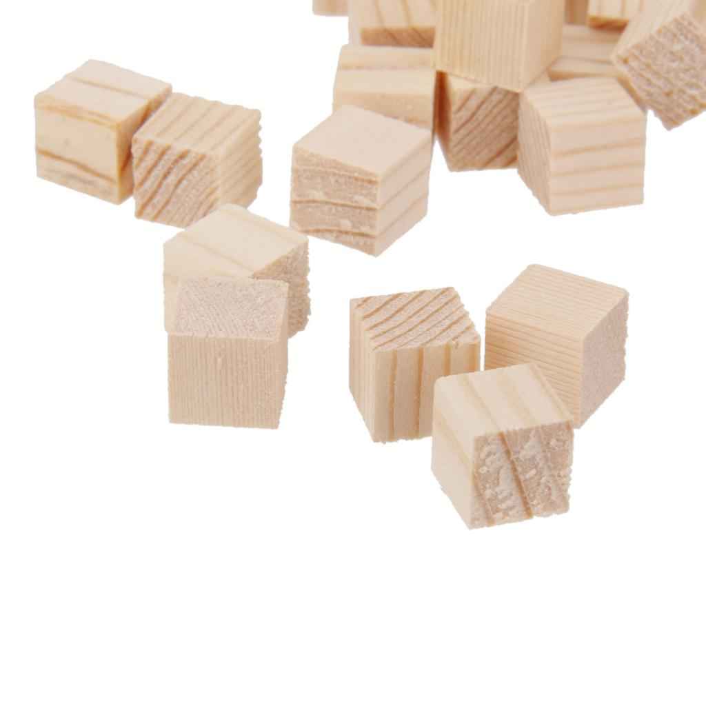 50Pcs Natural Wooden Squre Mini Cubes Embellishment for Craft 10x10x10mm