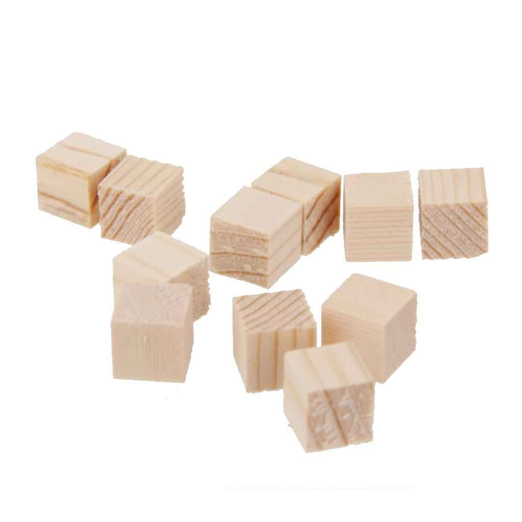 50Pcs Natural Wooden Squre Mini Cubes Embellishment for Craft 10x10x10mm