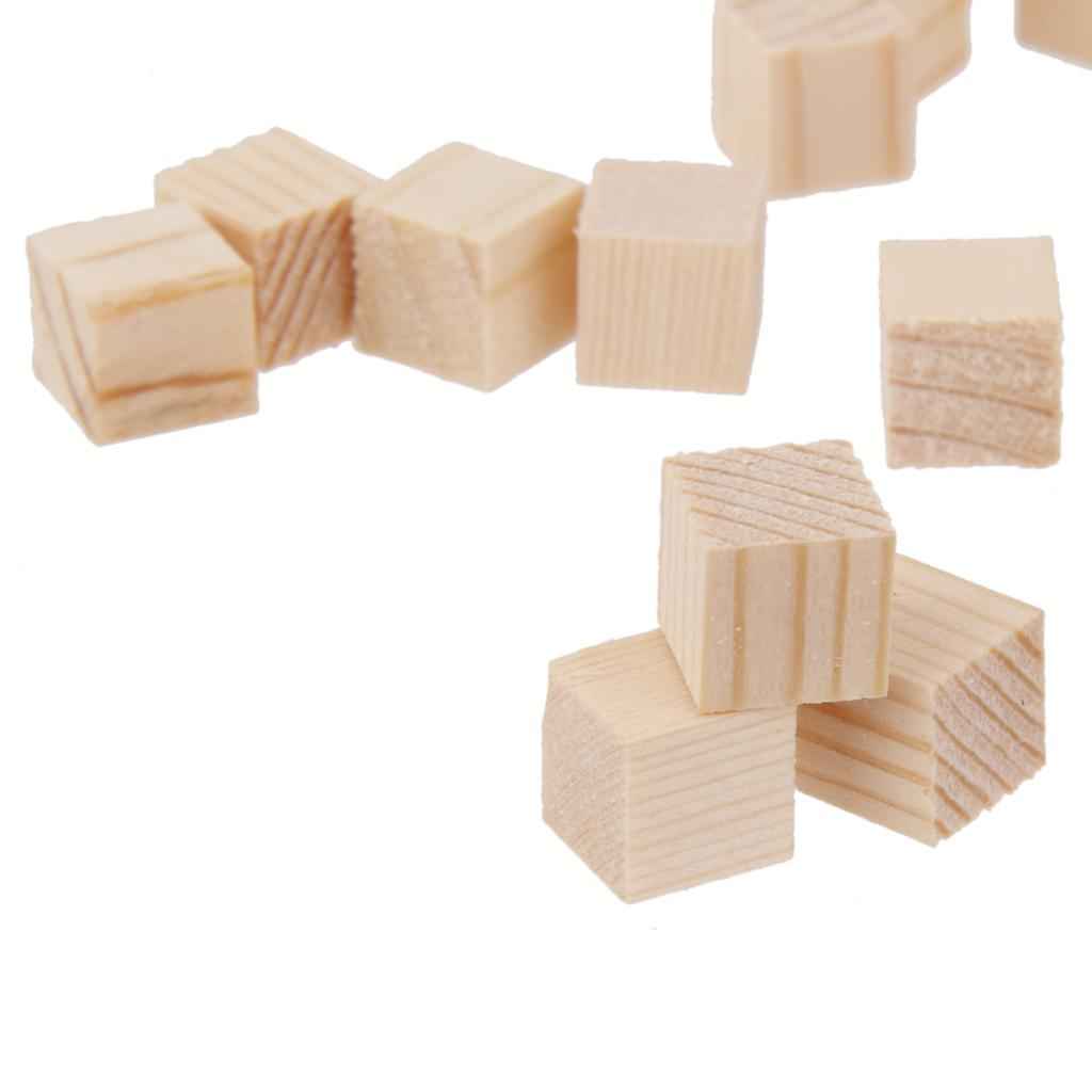 50Pcs Natural Wooden Squre Mini Cubes Embellishment for Craft 10x10x10mm