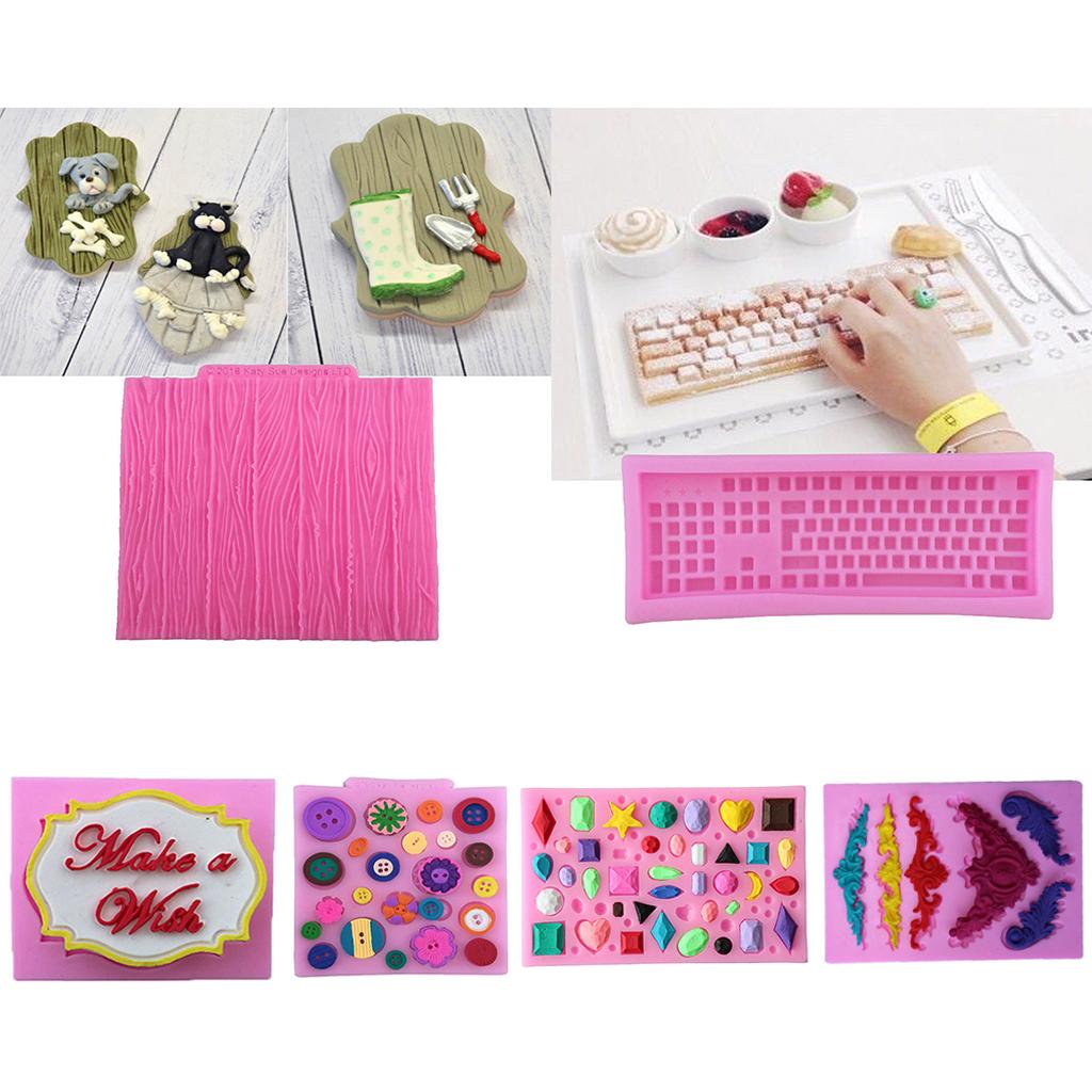2xSilicone Fondant Cake Sugarcraft Decorating Mould Tools Shape Keyboard