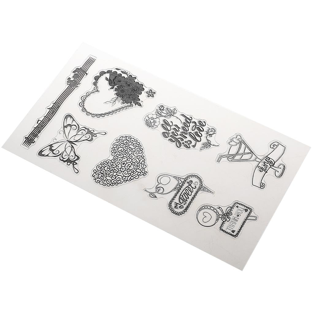 3xSilicone Clear Rubber Stamp/Seal for DIY Scrapbooking Heart Pattern