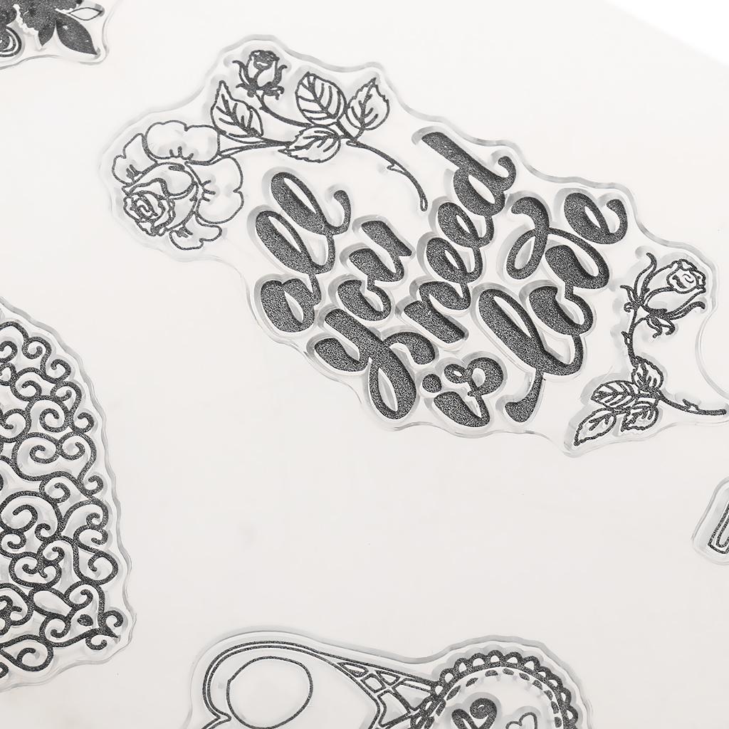 2xSilicone Clear Rubber Stamp/Seal for DIY Scrapbooking Heart Pattern
