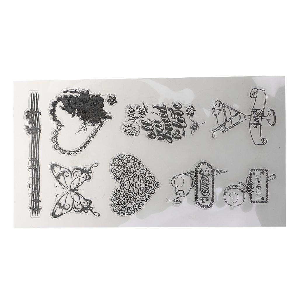 2xSilicone Clear Rubber Stamp/Seal for DIY Scrapbooking Heart Pattern