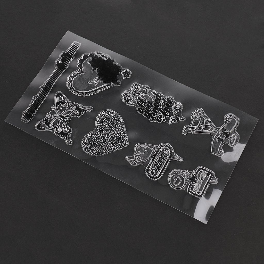 2xSilicone Clear Rubber Stamp/Seal for DIY Scrapbooking Heart Pattern