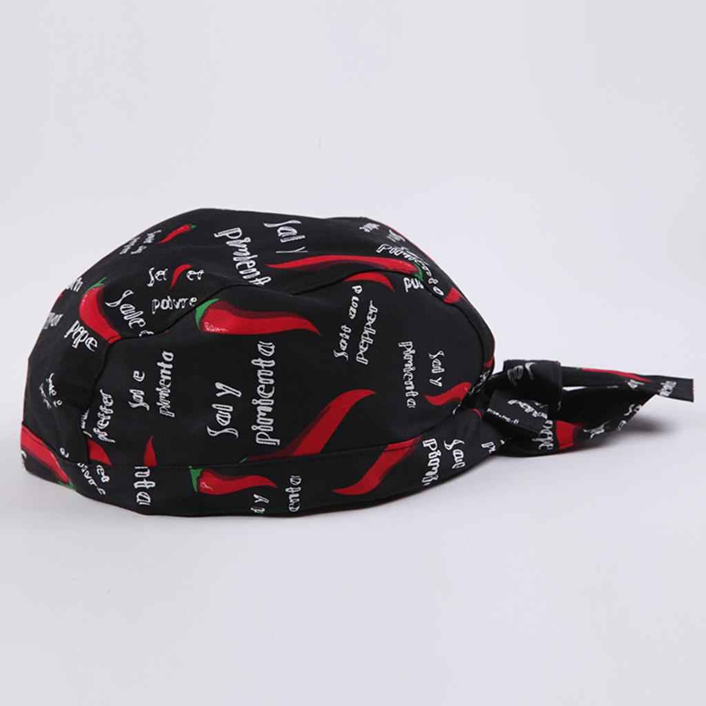 Men Women Catering Chef Cook Bakers Charms Restaurant Cafe Use Check Headwrap Bandana Hat Head Do Tied Cap Black + Red