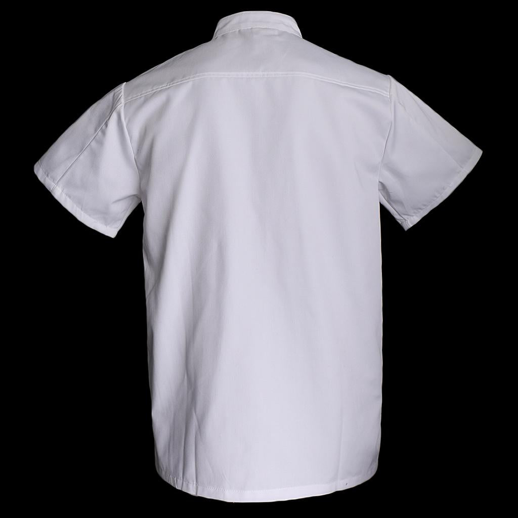 2/SET Unisex Short Sleeve Chef Coat Jacket Hotel Waiter Uniform L