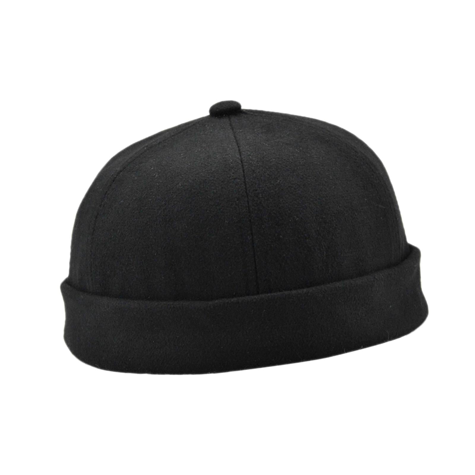2 Pieces Retro Eaves Flange Landlord Biker Caps Fashion Docker Beanie Black