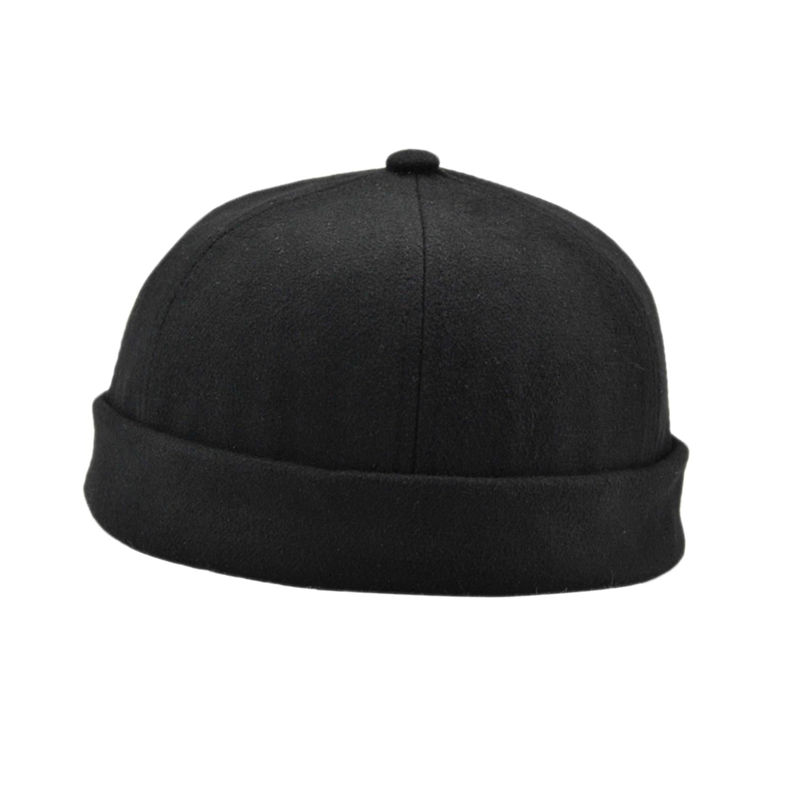 2 Pieces Retro Eaves Flange Landlord Biker Caps Fashion Docker Beanie Black