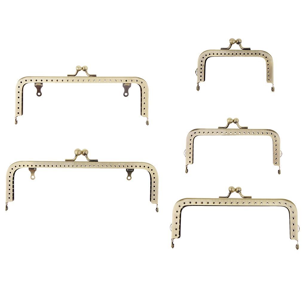 5Pcs Squared Mental Purse Frame Kiss Clasp Lock Handle DIY Bag Accessories