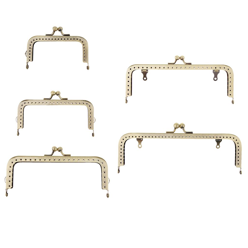 5Pcs Squared Mental Purse Frame Kiss Clasp Lock Handle DIY Bag Accessories