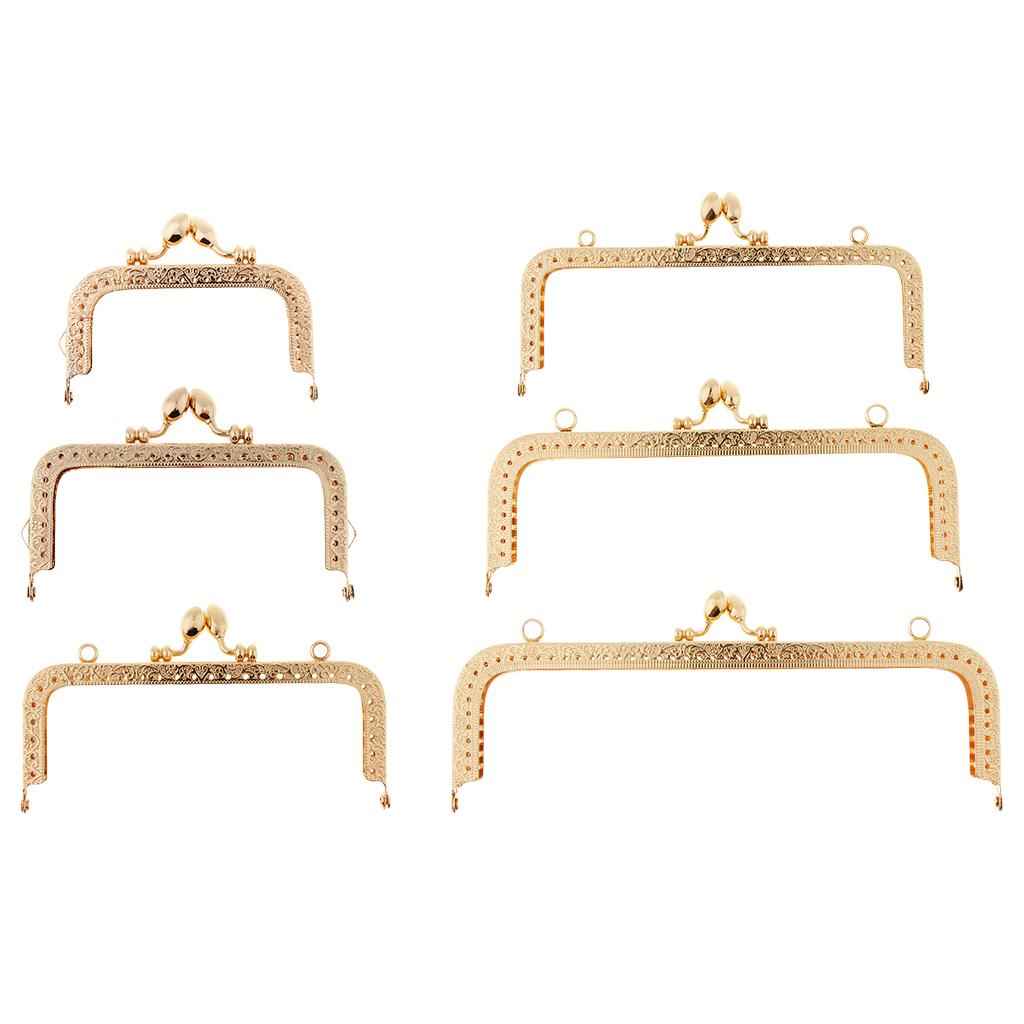 Square Embossed Metal Purse Handbags Frame Kiss Clasp Sewing Lock  8.5cm