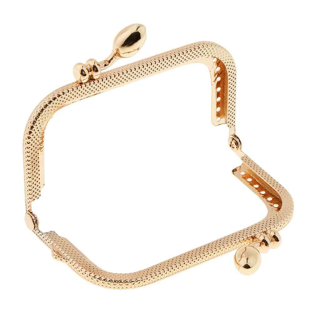 Square Embossed Metal Purse Handbags Frame Kiss Clasp Sewing Lock  8.5cm
