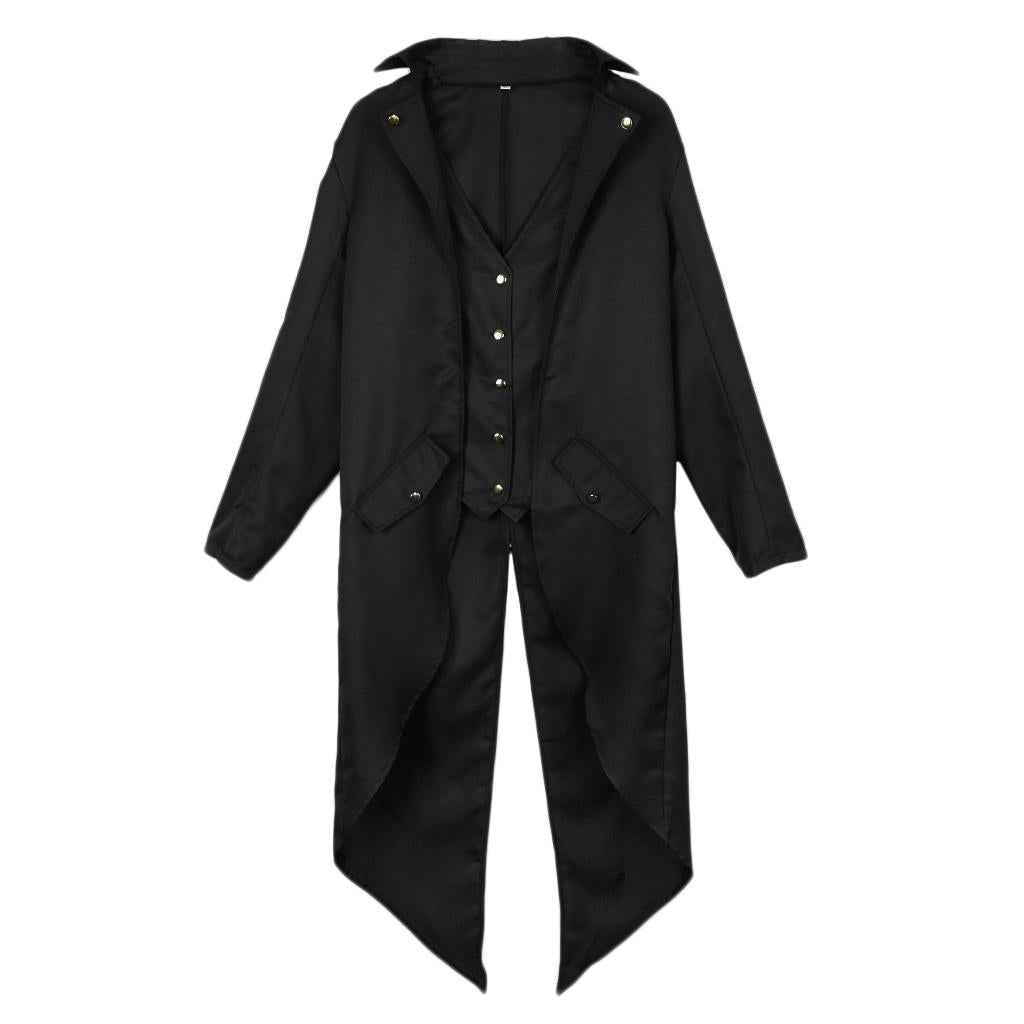 Men Steampunk Tailcoat Jacket Gothic Victorian Coat Paty Costume XL Black