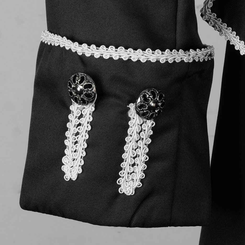 Men Victorian Frock Coat Gothic Steampunk Jacket Vintage Tailcoat L Black