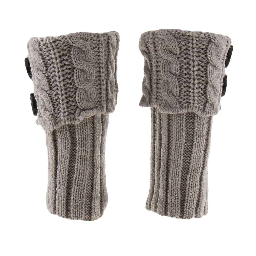 Fashion Women Boot Cuff Knitted Soft Pom Pom Leg Warmer Toppers Boot Socks Grey
