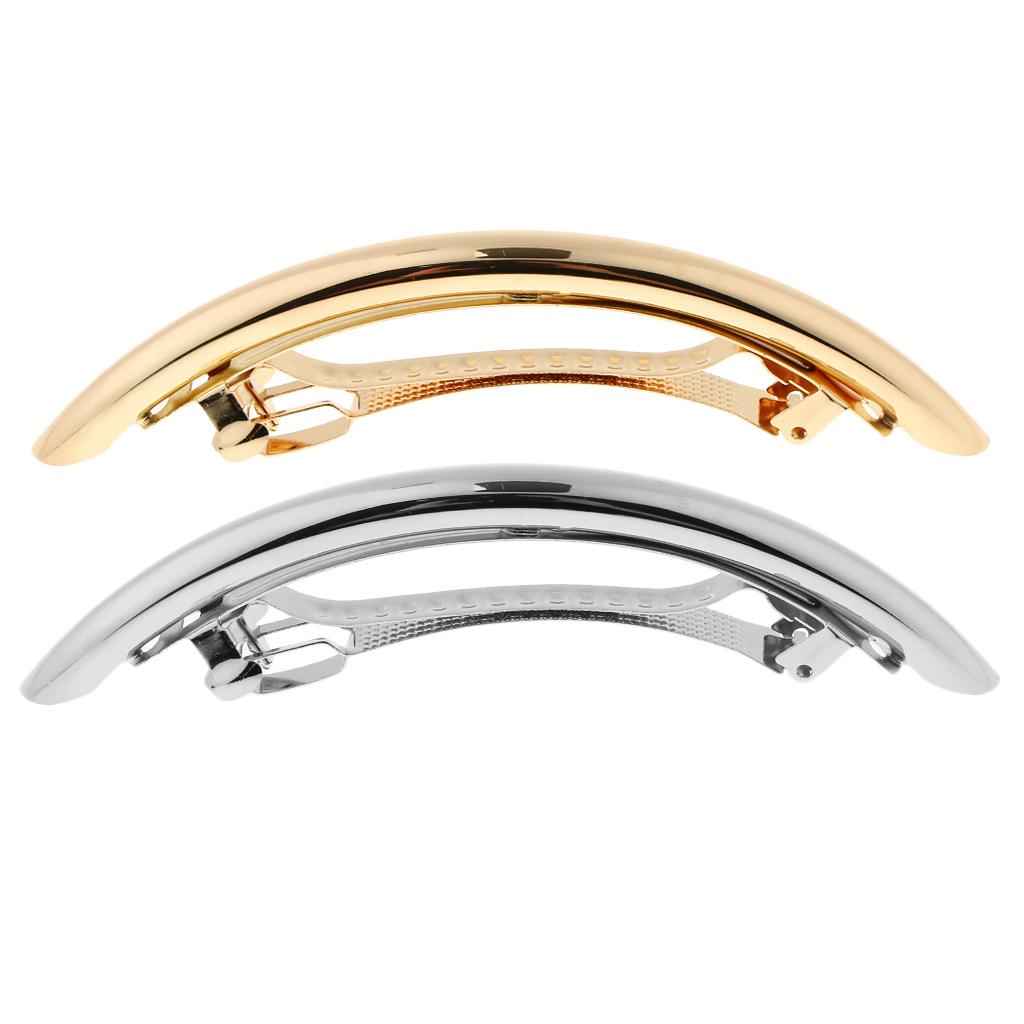 Automatic Tube French Barrette Large Hair Clip Pin Ponytail Holder Gold